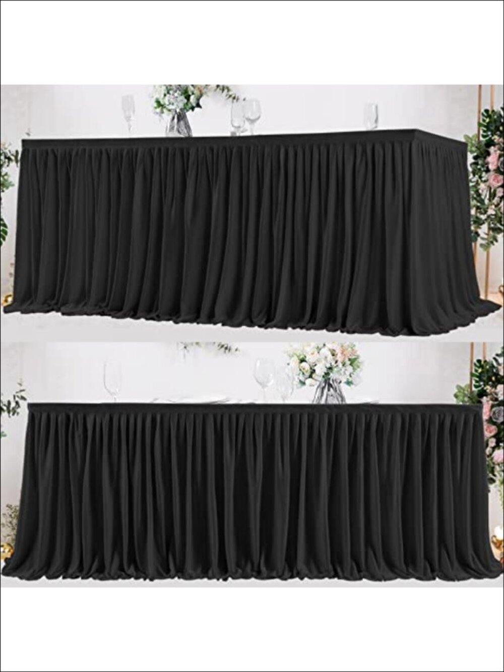 Polyester Pleated Ruffle Table Skirt for Rectangle Tables Wedding Banquet